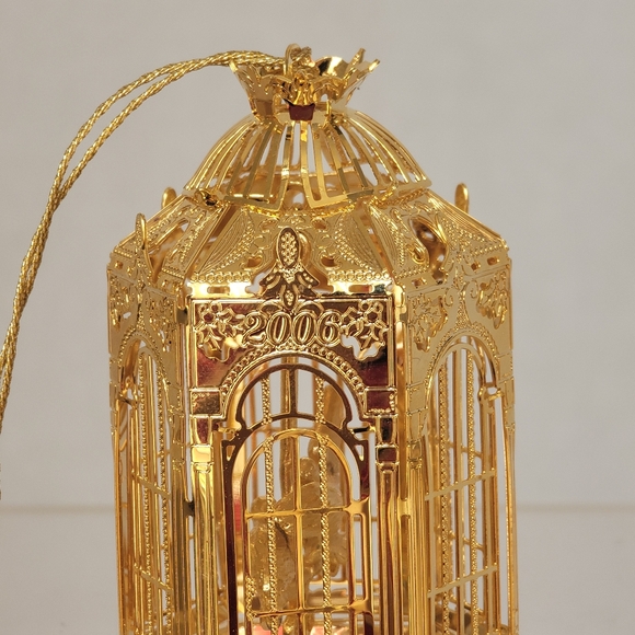 Danbury Mint 2006 Festive Bird Cage Christmas Ornament Gold Plated Collection - Picture 3 of 11